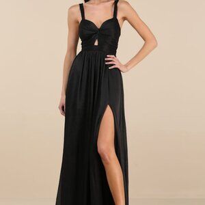 Lulus Leyton Black Crinkle Knotted Backless Maxi Dress - Size M